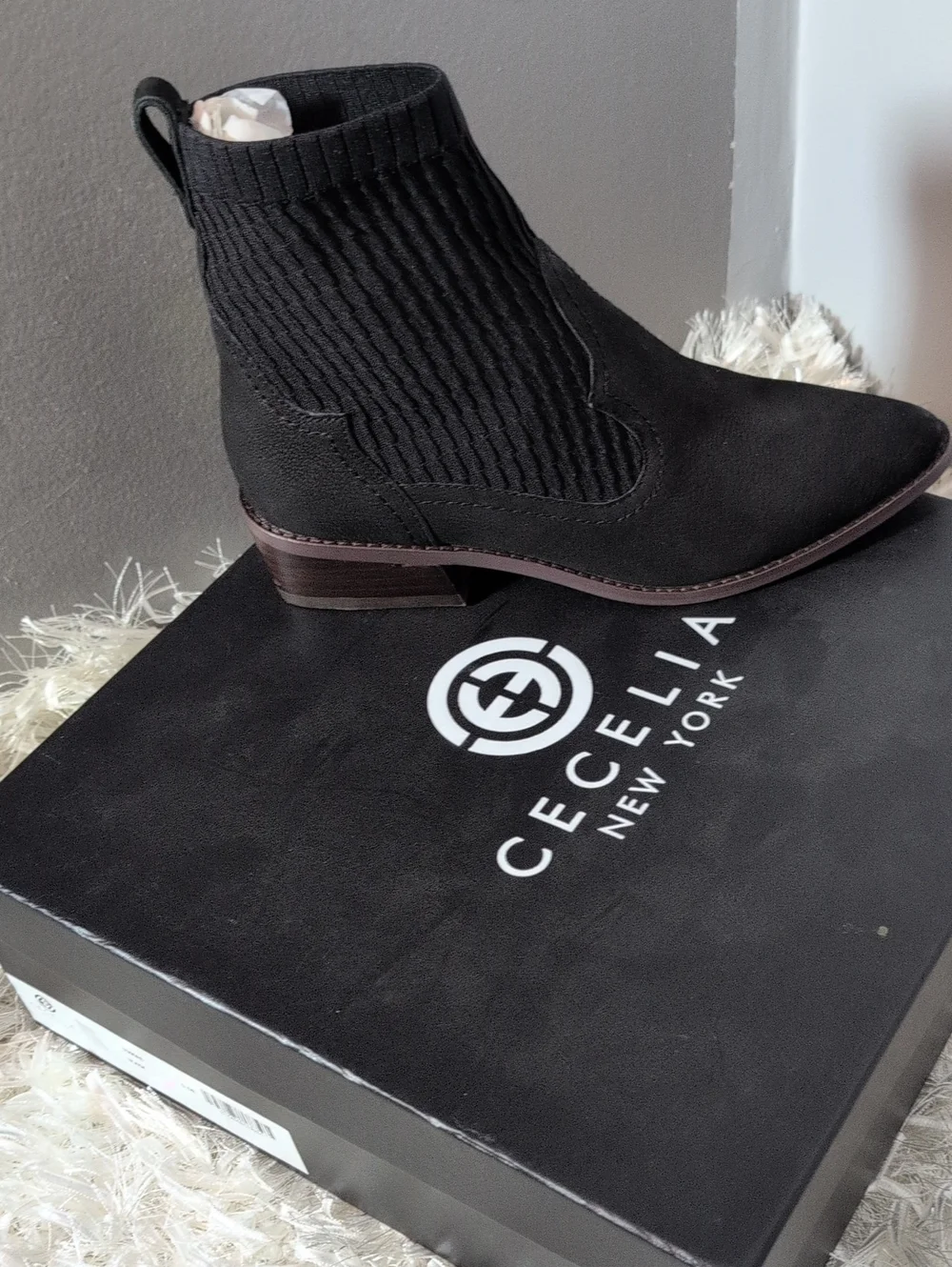 Cecelia New York Black Knit Chelsea Ankle Boot